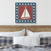 Küstenkunst | Segelboot auf Rot Leinwanddruck (Insitu (Schlafzimmer))