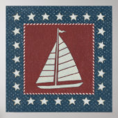 Küstenkunst | Segelboot auf Rot Poster (Vorne)