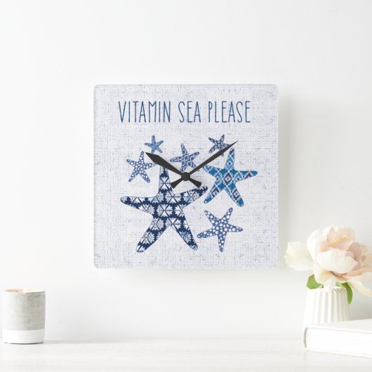 Küstenkunst | Vitamin Sea Bitte Quadratische Wanduhr (Zuhause)