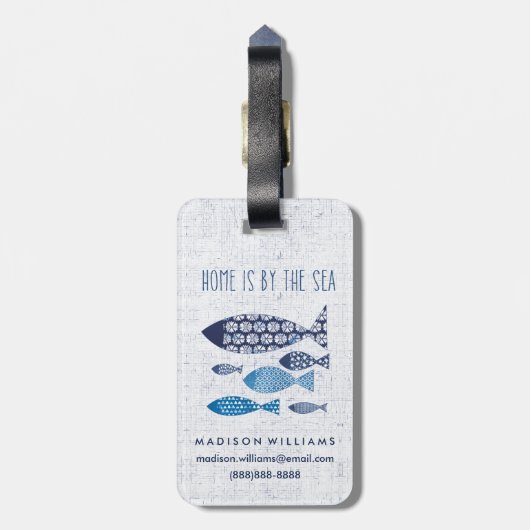 Küstenkunst | Zuhause liegt direkt am Meer Gepäckanhänger (Rückseite vertikal)