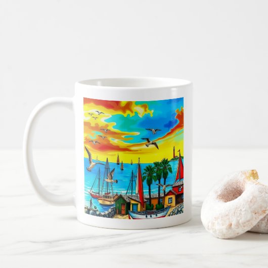 Küstenlandschaft der Träume Kaffeetasse (Mit Donut)
