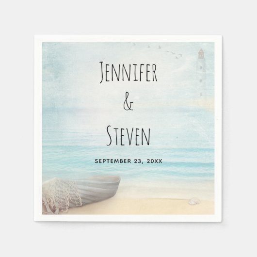 Küstenlandschaft mit Hochzeit eines Fischerbootes Serviette (Vorderseite)