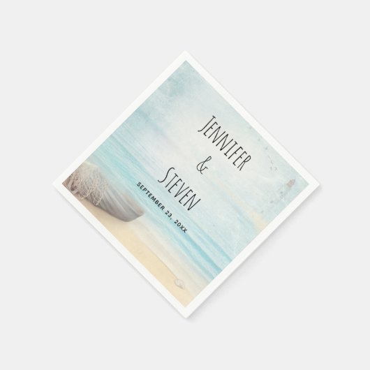 Küstenlandschaft mit Hochzeit eines Fischerbootes Serviette (Ecke)