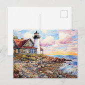 Küstenlandschaft mit Hütte und Leuchtturm Postkarte (Vorne/Hinten)