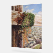 Küstenlandschaft mit Kies und verwittertem Holz. Acrylschild (Winkel)