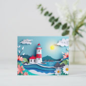 Küstenlandschaft mit leichtem Papierschnitt Postkarte (Stehend Vorderseite)