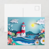 Küstenlandschaft mit leichtem Papierschnitt Postkarte (Vorne/Hinten)
