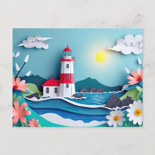 Küstenlandschaft mit leichtem Papierschnitt Postkarte (Vorderseite)