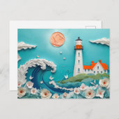 Küstenlandschaft mit leichtem Papierschnitt Postkarte (Vorne/Hinten)