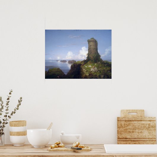 Küstenlandschaft mit Ruinenturm Poster (Küche)