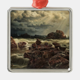Küstenlandschaft mit Schiffen am Horizont Ornament Aus Metall