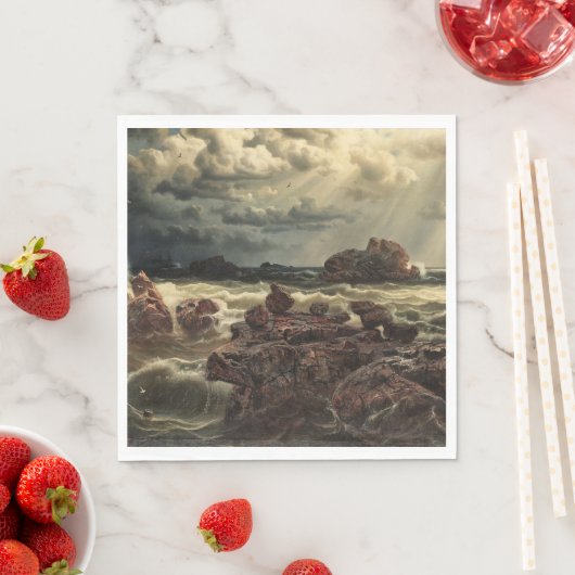 Küstenlandschaft mit Schiffen am Horizont Serviette (Beispiel)