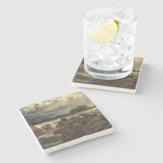 Küstenlandschaft mit Schiffen am Horizont Steinuntersetzer (Seitenansicht)