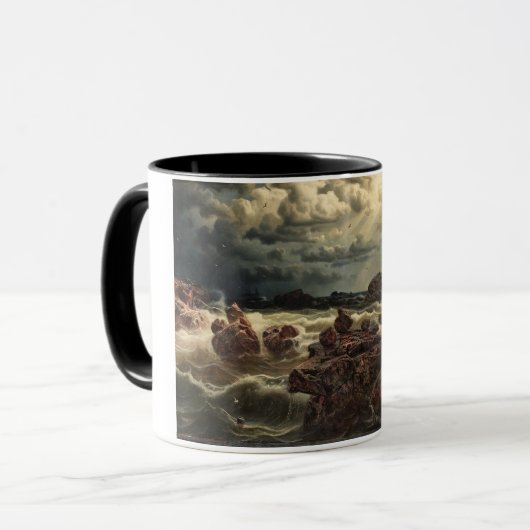 Küstenlandschaft mit Schiffen am Horizont Tasse (Vorderseite Links)
