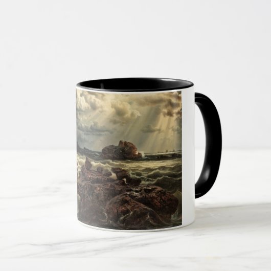 Küstenlandschaft mit Schiffen am Horizont Tasse (VorderseiteRechts)