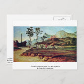 Küstenlandschaft mit zwei Männern kämpfen Postkarte (Vorne/Hinten)