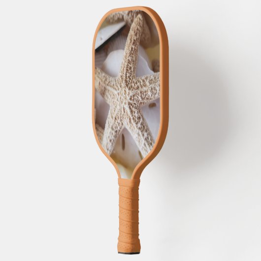 Küstenlandschaft von Starfish und Sand Dollars Pickleball Schläger (Links)