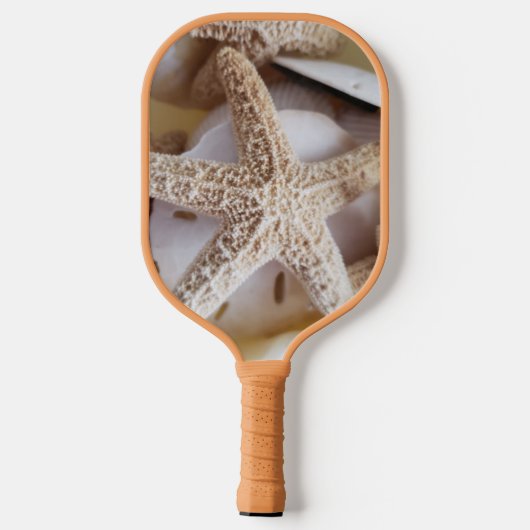 Küstenlandschaft von Starfish und Sand Dollars Pickleball Schläger (Rückseite)
