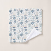 Küstenleben Ozeane Blau Badhandtuch Set (Waschlappen)