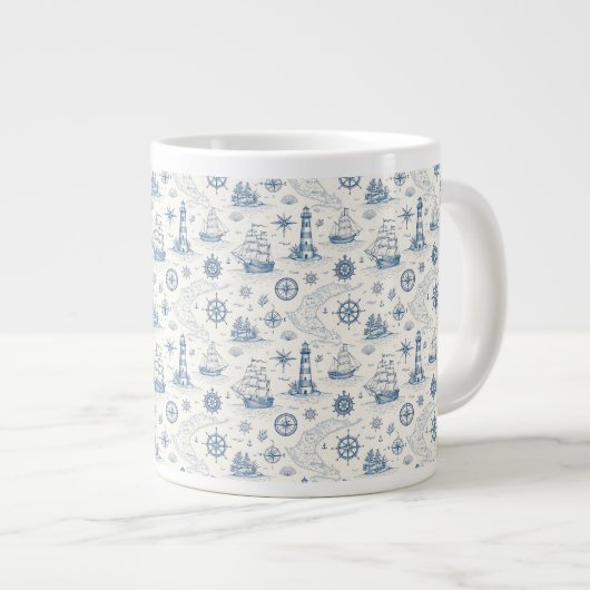 Küstenleben Ozeane Blau Jumbo-Tasse (Vorderseite Rechts)