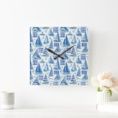 Küstenleben Quadratische Wanduhr (Zuhause)