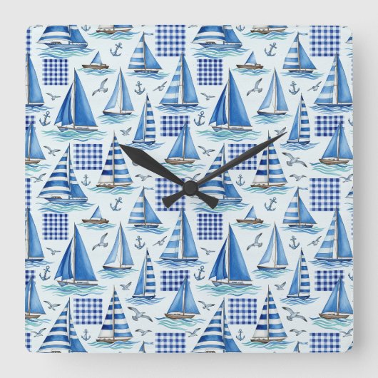 Küstenleben Quadratische Wanduhr (Vorderseite)