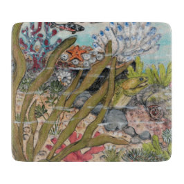 Küstenleben Seeaal Fischkorallen Meeresfarben Schneidebrett