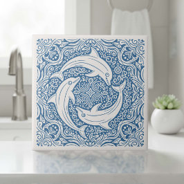 Küstenleben Serie Drei Delfine Blau ID1208 Fliese