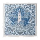 Küstenlebensserie Leuchtturm Blau D1208 Fliese (Vorderseite)