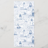 Küstenleuchtturm Blau Toile Hochzeit Menükarte (Rückseite)