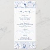 Küstenleuchtturm Blau Toile Hochzeit Menükarte (Vorderseite)