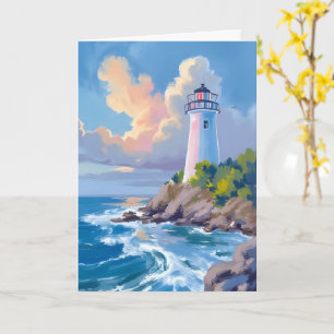 Küstenleuchtturm Blaue Meereswellen See Karte