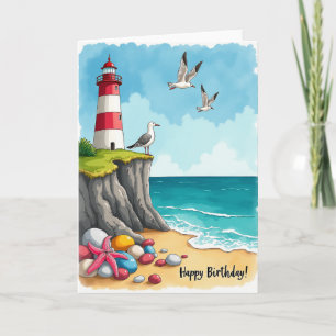 Küstenleuchtturm-Geburtstagskarte Karte