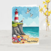 Küstenleuchtturm-Geburtstagskarte Karte (Gelbe Blume)