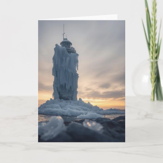 Küstenleuchtturm im Winter Karte (Vorderseite)