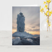 Küstenleuchtturm im Winter Karte (Gelbe Blume)