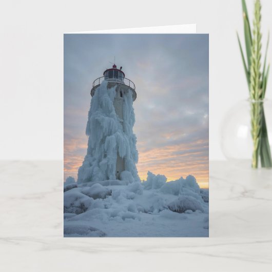 Küstenleuchtturm im Winter Karte (Vorderseite)