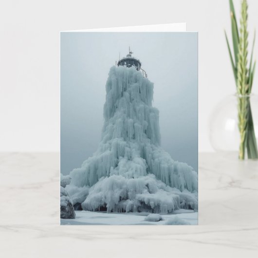 Küstenleuchtturm im Winter Karte (Vorderseite)