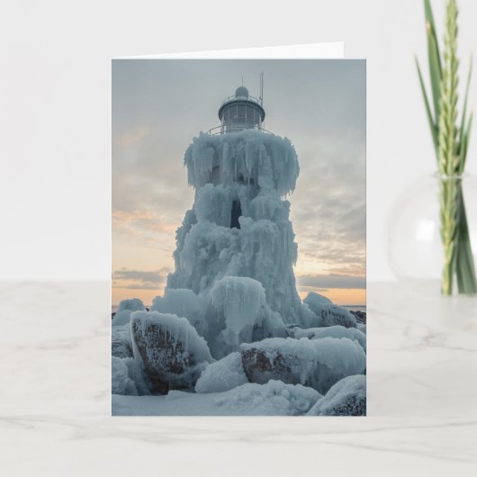 Küstenleuchtturm im Winter Karte (Vorderseite)
