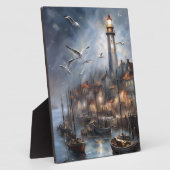 KüstenLeuchtturm in Twilight Schöne Kunst Fotoplatte (Seite)