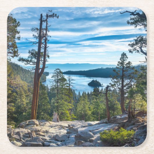 Küstenlinie | Emerald Bay, Lake Tahoe, Kalifornien Rechteckiger Pappuntersetzer (Vorderseite)