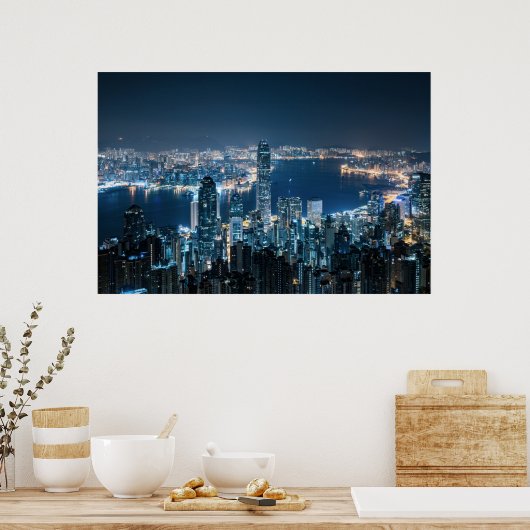 Küstenlinie | Hong Kong Island, Asien Poster (Küche)