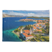 Küstenlinie | Korcula Town, Korcula Island, Kroati Kissenbezug (Rückseite)