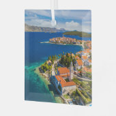 Küstenlinie | Korcula Town, Korcula Island, Kroati Ornament Aus Glas (Vorderseite links)