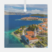 Küstenlinie | Korcula Town, Korcula Island, Kroati Ornament Aus Glas (Vorderseite)