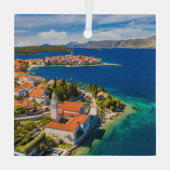 Küstenlinie | Korcula Town, Korcula Island, Kroati Ornament Aus Glas (Rückseite)