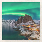 Küstenlinie | Lofoten Islands, Hamnoy, Norwegen Glasuntersetzer (Vorderseite)