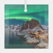 Küstenlinie | Lofoten Islands, Hamnoy, Norwegen Ornament Aus Glas (Vorderseite)