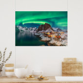 Küstenlinie | Lofoten Islands, Hamnoy, Norwegen Poster (Küche)