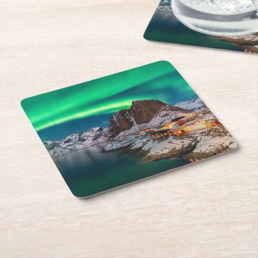 Küstenlinie | Lofoten Islands, Hamnoy, Norwegen Rechteckiger Pappuntersetzer (angewinkelt)